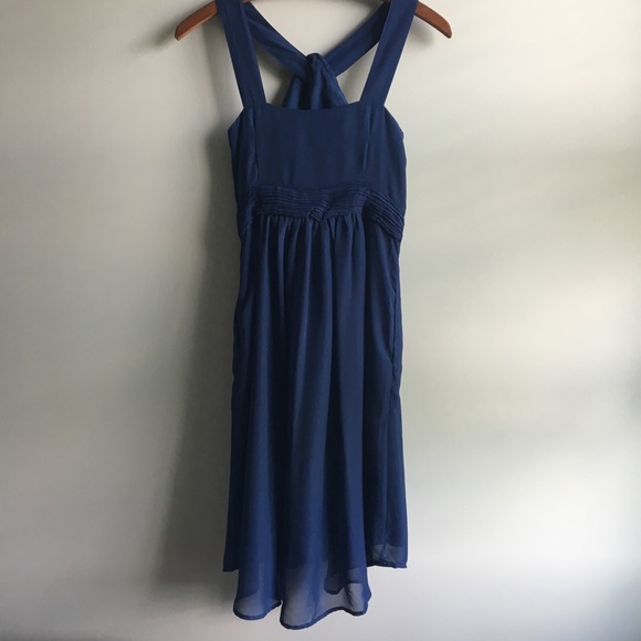 Tevolio Navy chiffon halter gown with pockets - Picture 10 of 17
